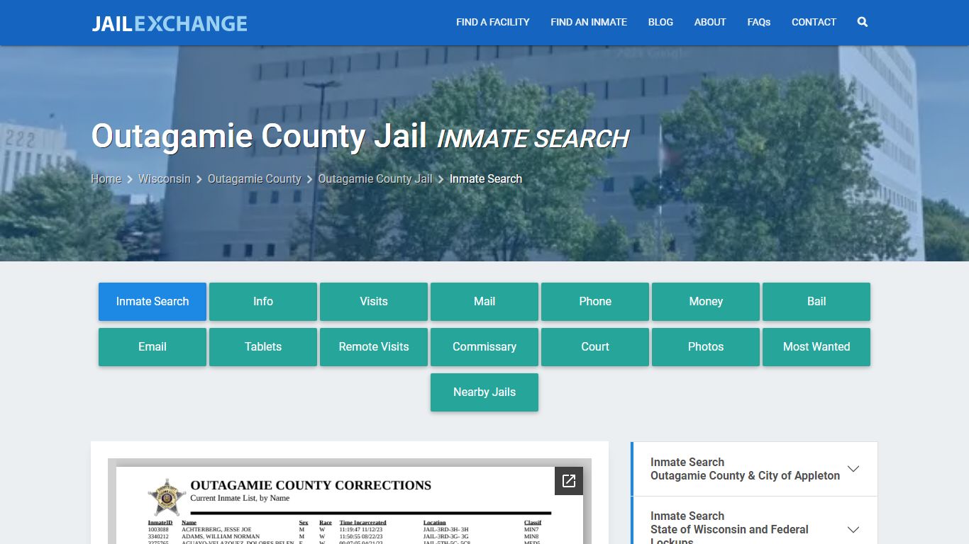 Inmate Search: Roster & Mugshots - Outagamie County Jail, WI